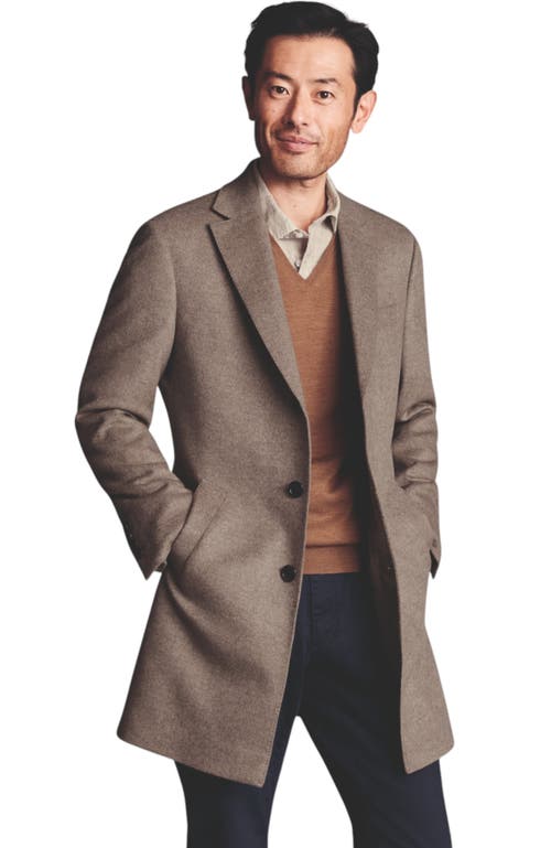 Charles Tyrwhitt Pure Wool Overcoat In Oatmeal
