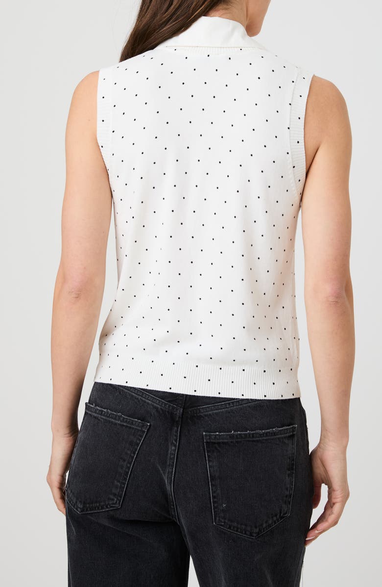 French Connection Mixed Media Sweater Vest, Alternate, color, Cream/ Black Polka Dot