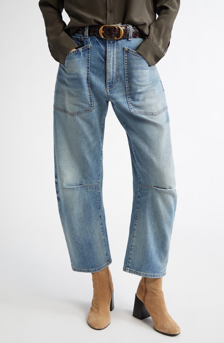 Nili Lotan Shon High Waist Barrel Leg Jeans, Main, color, 