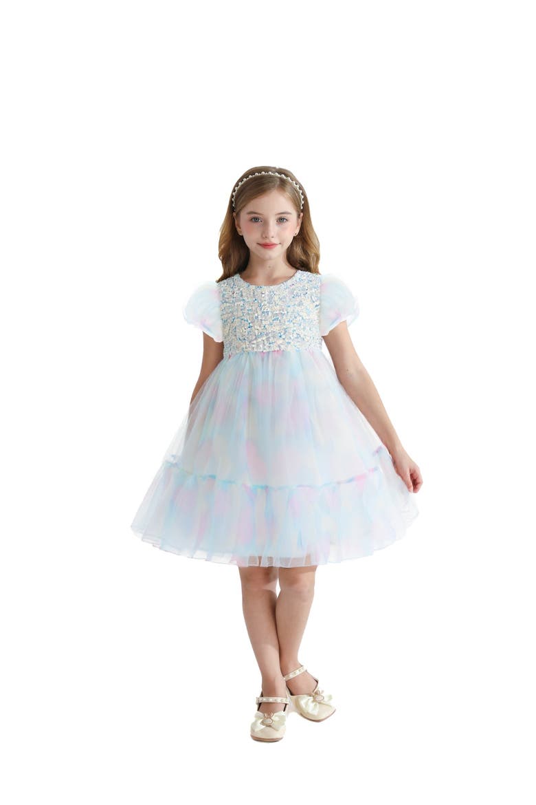 Sequin Color Bloom Dress, Main, color, Blue