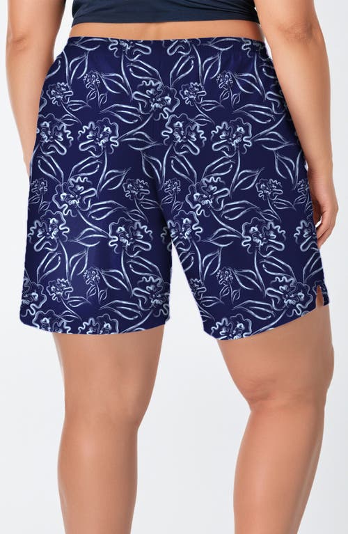 Calypsa Plus Size 7" Board Shorts In Blue