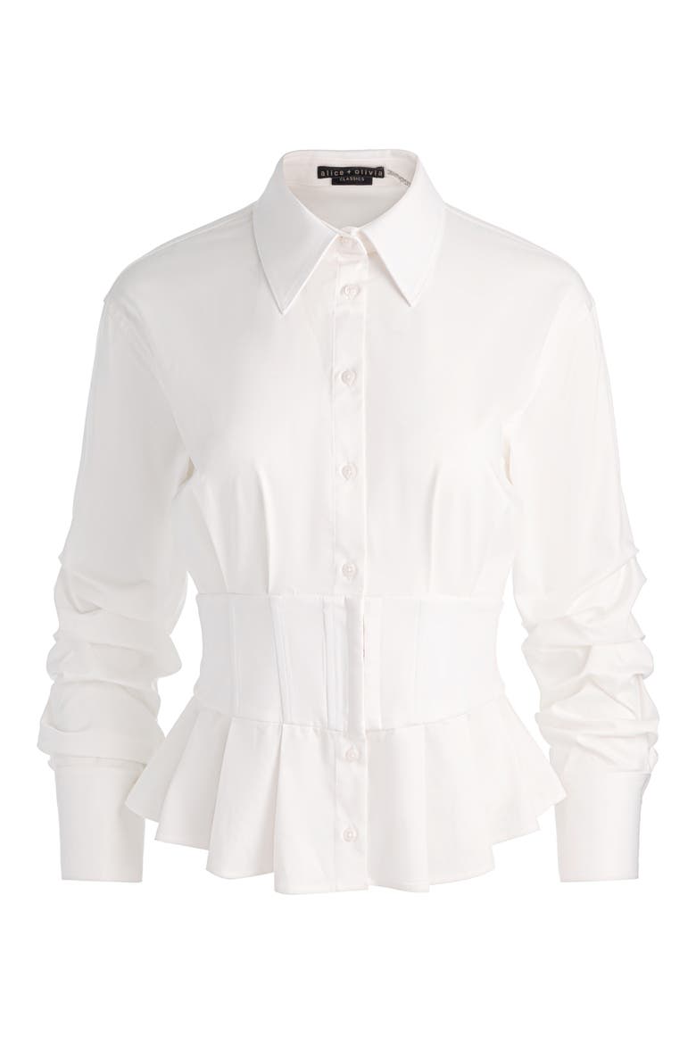 Edie Gathered Corset Shirt, Alternate, color, OFF WHITE