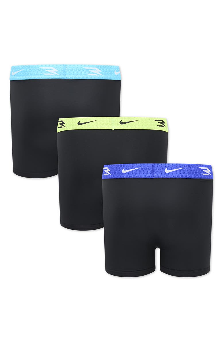 3 Brand Kids' Pop Color 3-Pack Assorted Logo Boxer Briefs, Alternate, color, Black/ Racer Blue Multi