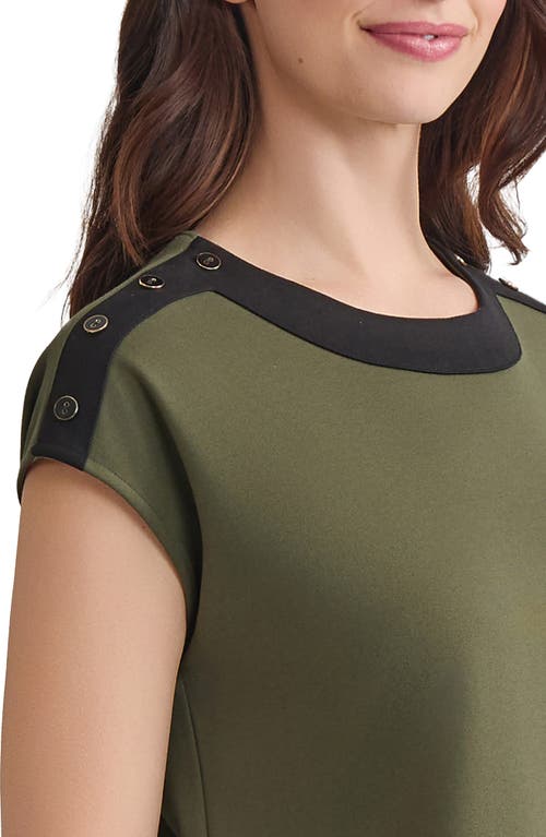 Jones New York Contrast Trim Drop Shoulder Top In Green