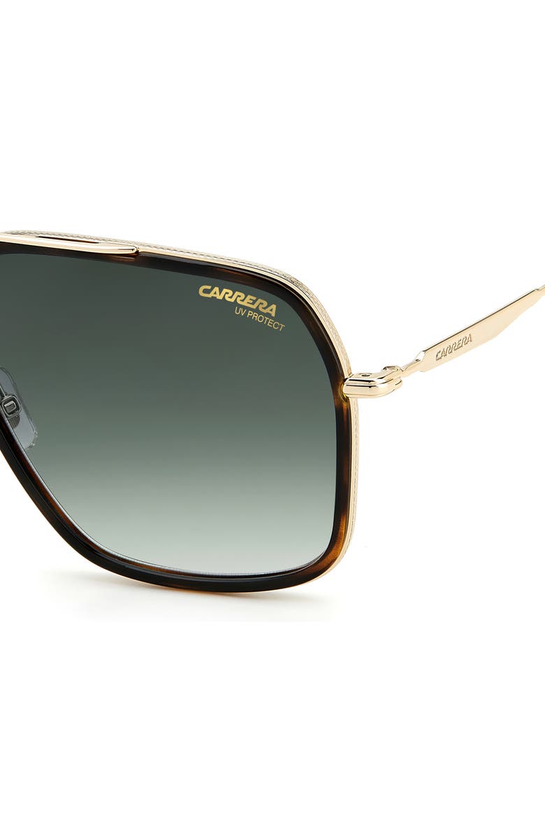 Carrera Eyewear 59mm Gradient Rectangle Aviator Sunglasses, Alternate, color, Havana Gold / Green
