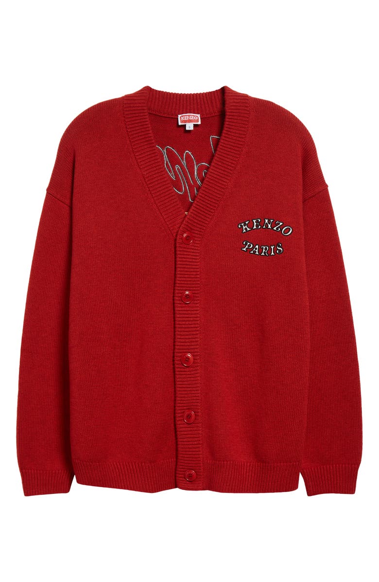 KENZO Verdy Market Embroidered Wool & Cotton Cardigan, Alternate, color,