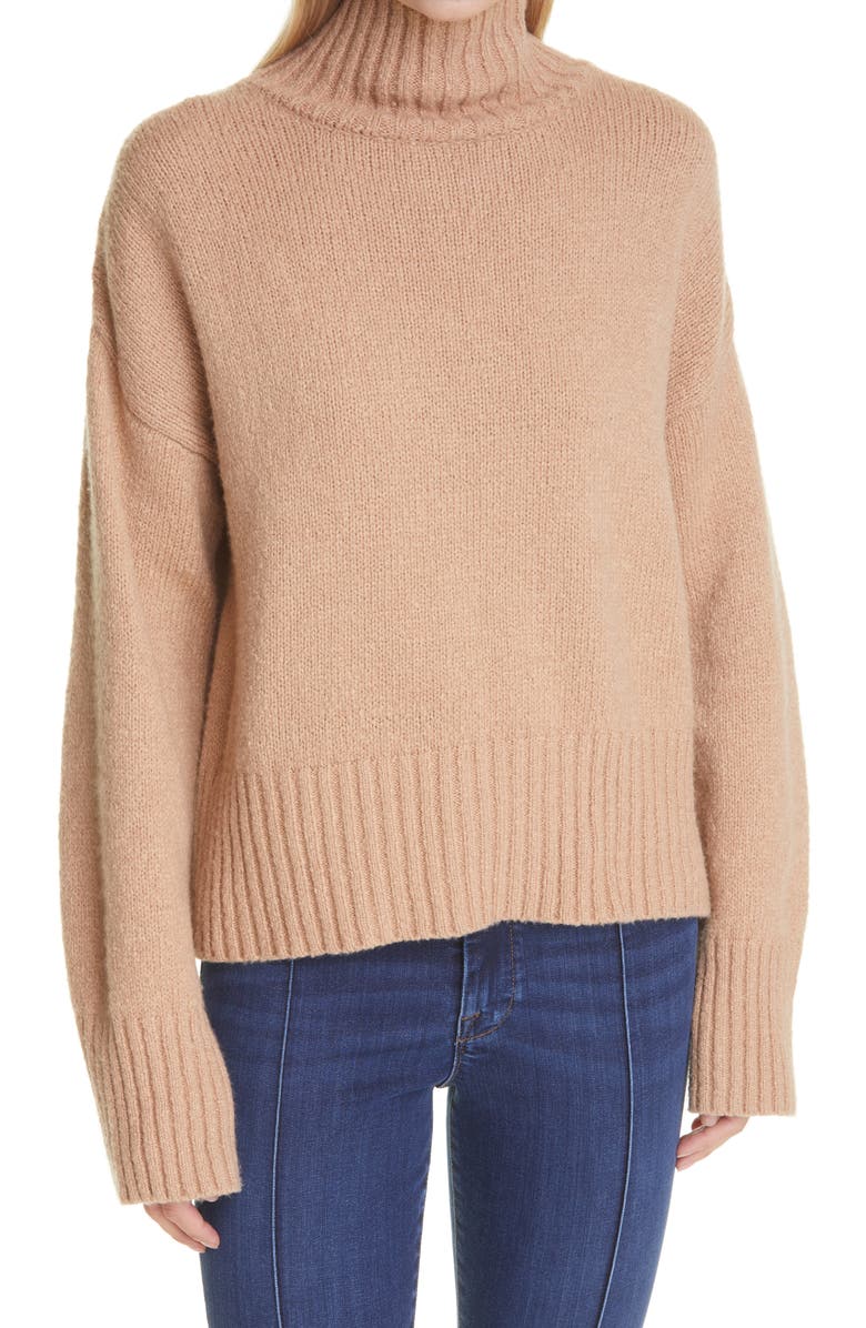 FRAME Swingy Wool & Silk Blend Turtleneck Sweater, Main, color,