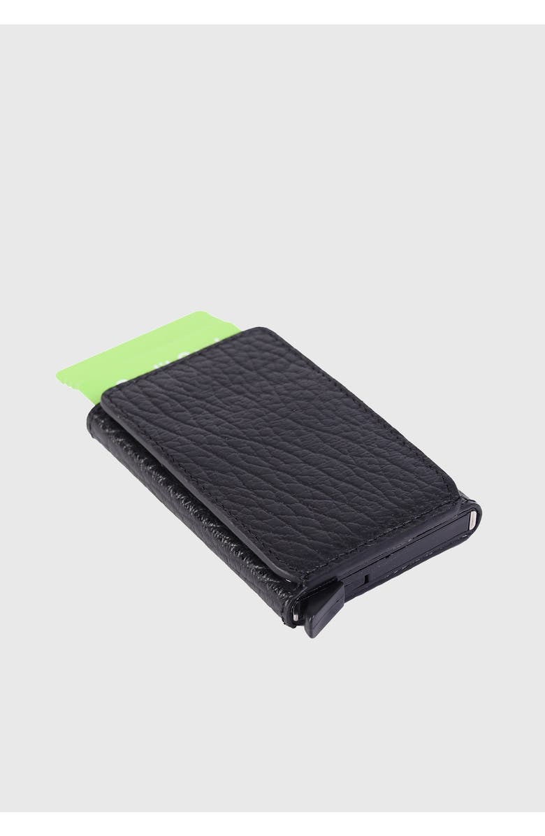 Furniq UK Genuine Leather Venous Pattern Card Holder, Alternate, color, Black Venous Pattern