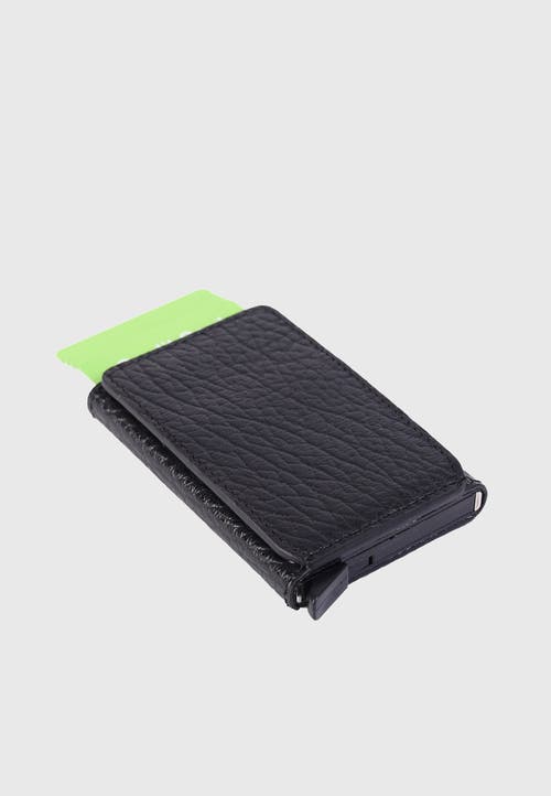 Furniq Uk Genuine Leather Venous Pattern Card Holder In Black