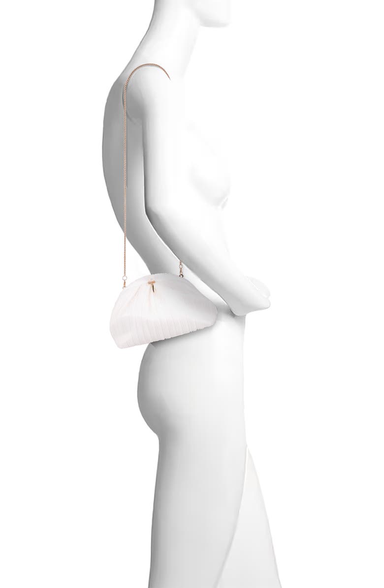 Jewel Badgley Mischka Vale Pleated Tulle and Satin Mini Pouch Clutch, Alternate, color, White