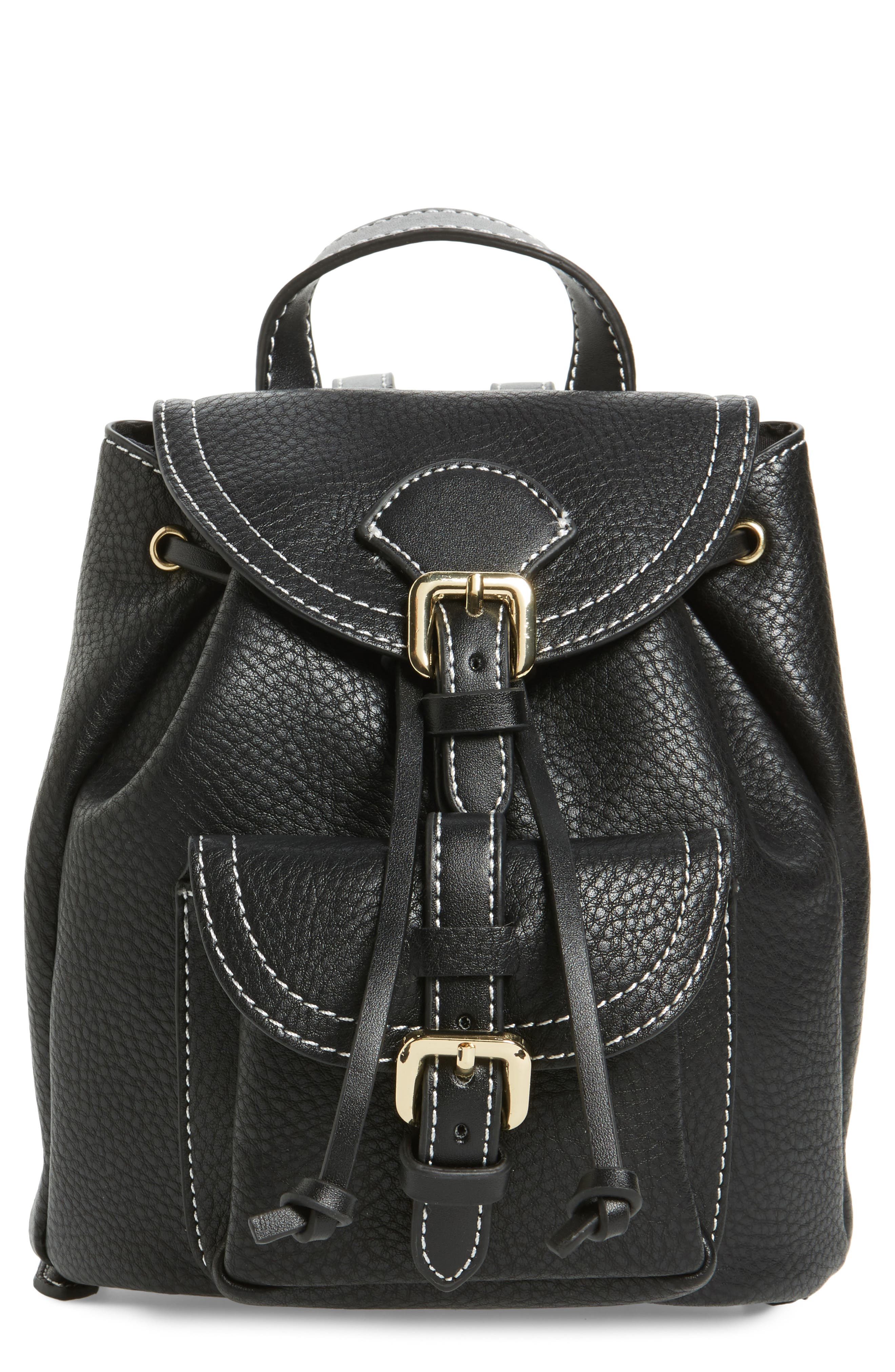 Topshop Bruno Super Mini Faux Leather Backpack, Main, color, 