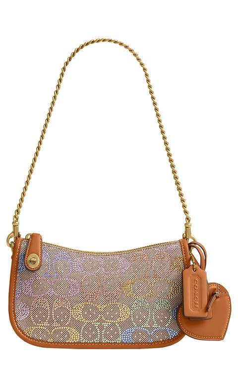 Crystal Swing Zip 20 Signature Jacquard & Leather Satchel