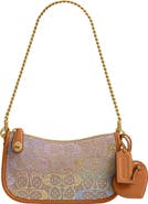 COACH Crystal Swing Zip 20 Signature Jacquard & Leather Satchel