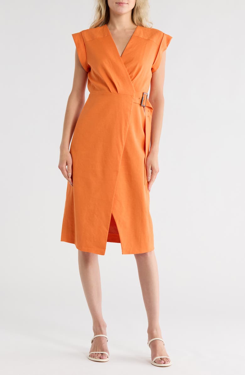 Veronica Beard Octavia Faux Wrap Dress, Main, color, Orange