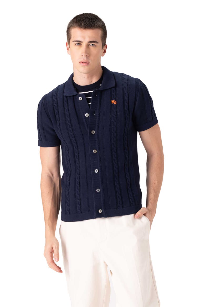 Men's JC Polo Cable-Knit Sweater, Main, color, Navy