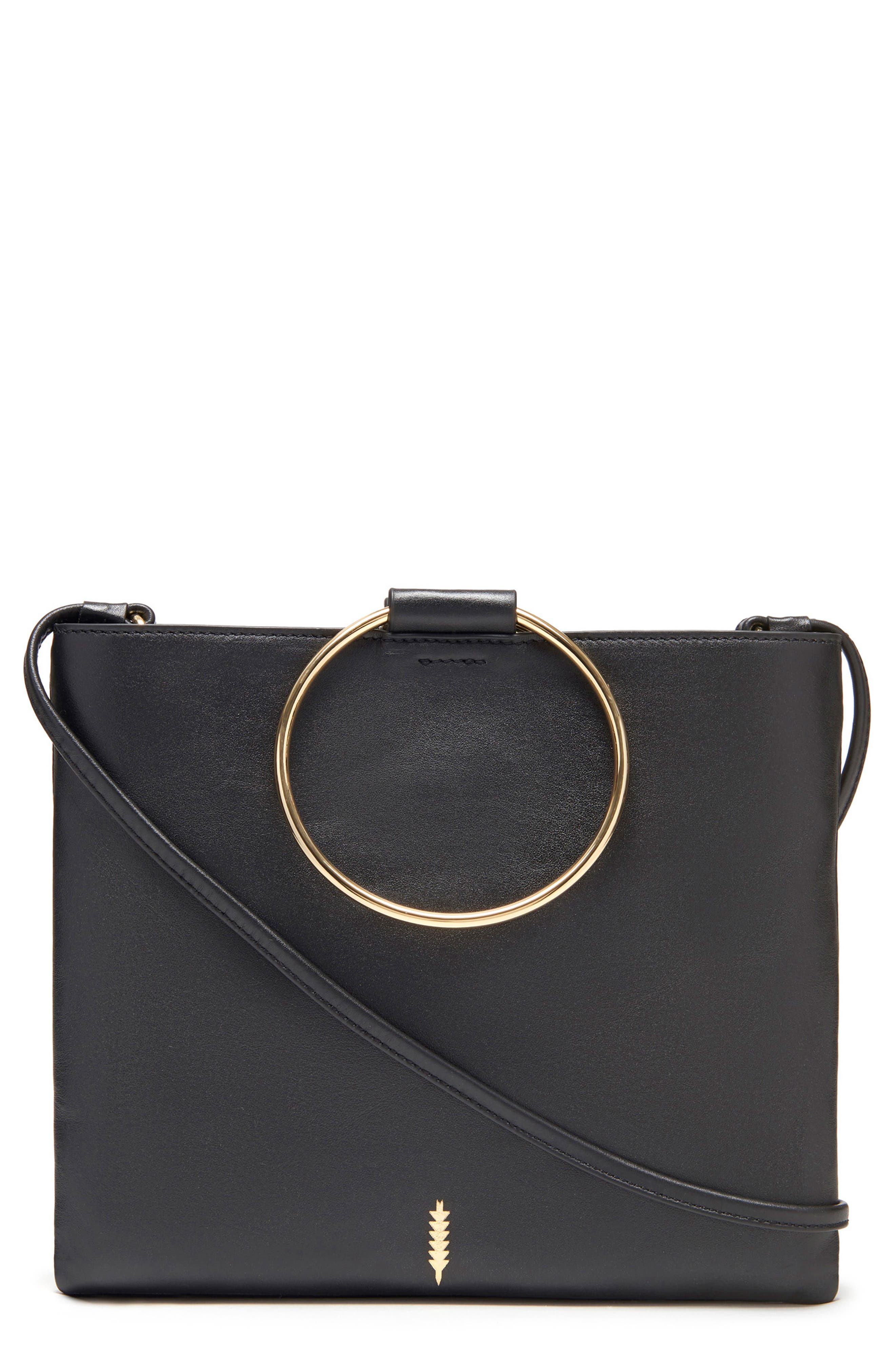 Thacker Le Pouch Leather Ring Handle Crossbody Bag, Main, color, 
