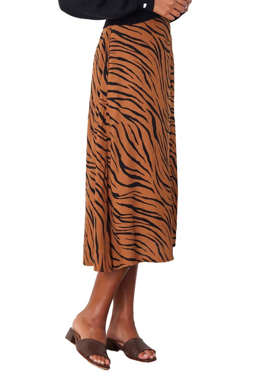 Paneros Clothing Avery A-line Midi Floral Skirt In Zebra Spice