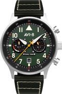 AVI-8 Hawker Hurricane Carey Chronograph Leather Strap Watch, 44mm