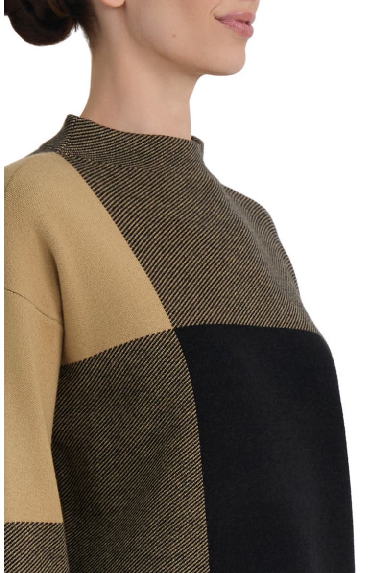 Jacquard Colorblock Mock Neck Sweater, Alternate, color, NATURAL CAMEL / JONES BLACK