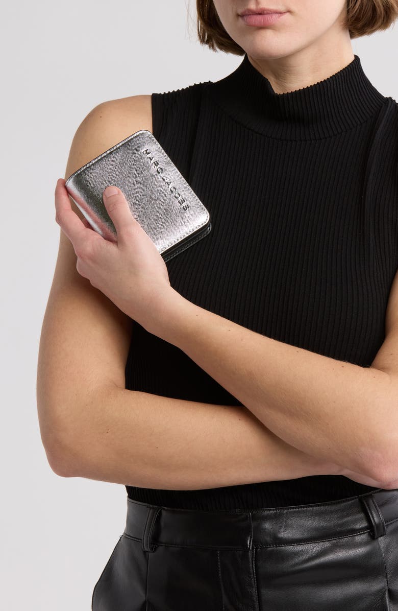 Marc Jacobs Metallic Leather Mini Bifold Wallet, Alternate, color,