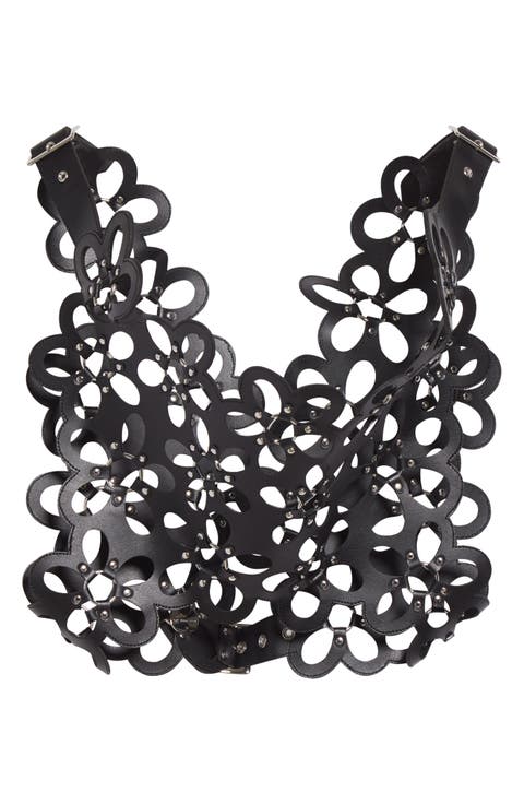 Floral Faux Leather Harness