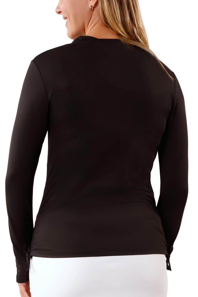 Long Sleeve Half Zip Ruched Sun Shirt, Alternate, color, Black