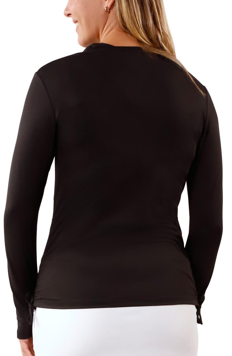 UV Skinz Long Sleeve Half Zip Ruched Sun Shirt, Alternate, color, Black