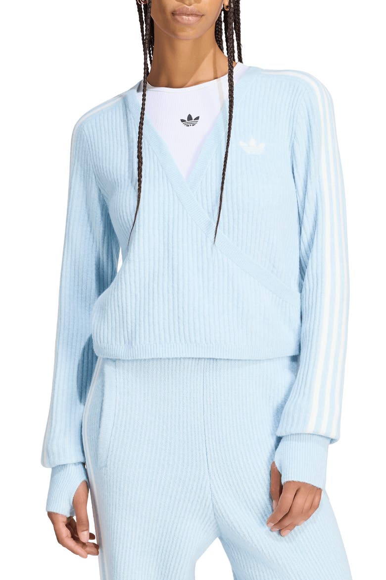 Rib Surplice Cardigan, Main, color, WONDER BLUE