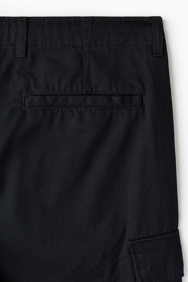 Relaxed Fit Cotton Cargo Trousers, Alternate, color, Black