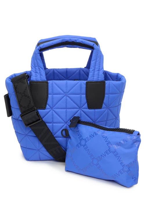 Veecollective Mini Vee Water Repellent Quilted Nylon Tote In Blue Bell