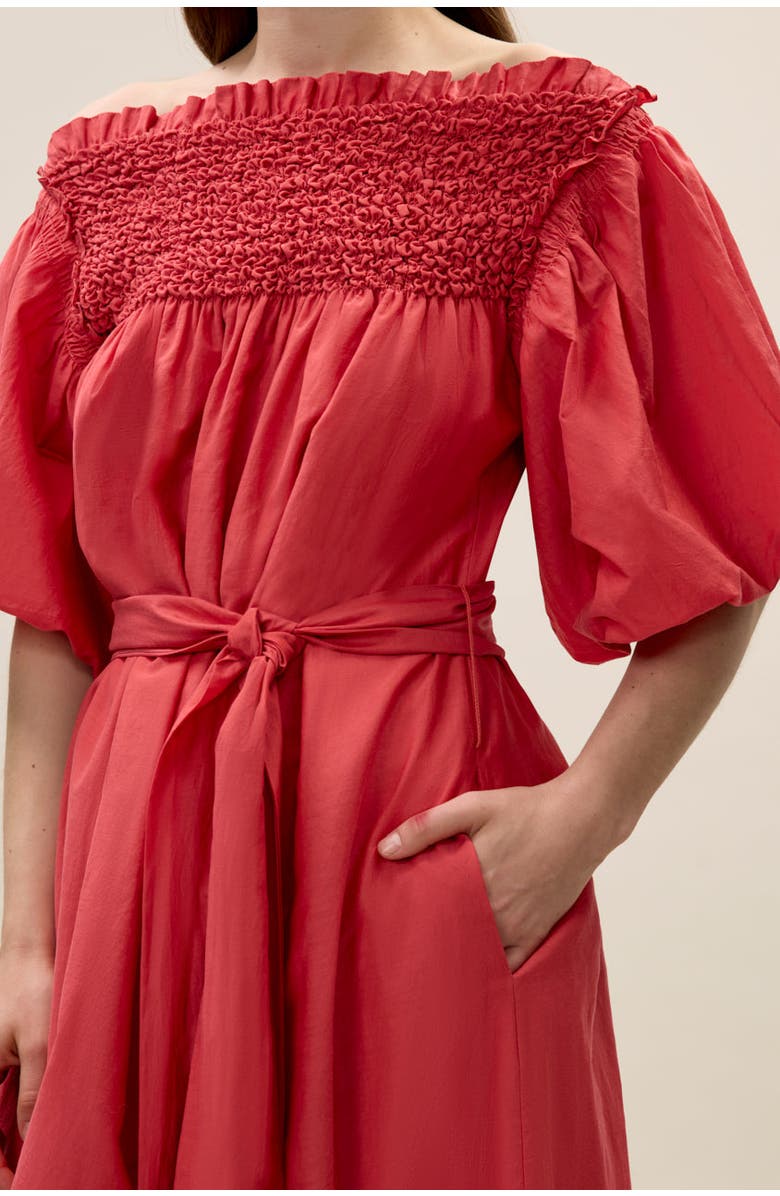 Rebecca Taylor Merrick Silk Cotton Midi Dress, Alternate, color, Scarlet