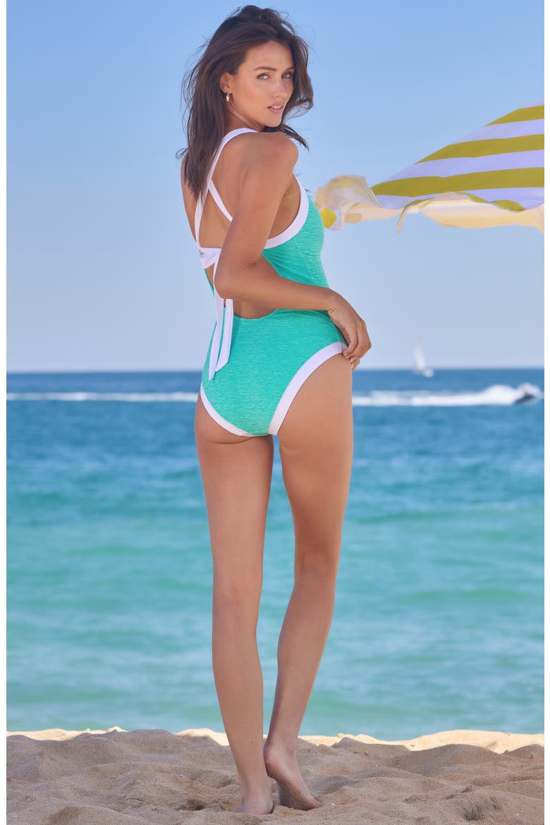Indio Banded One-Piece Swimsuit, Alternate, color, AQUA