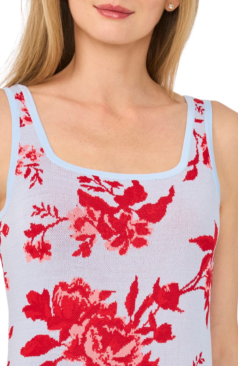Ted Baker Floral Sleeveless Sweater Dress with Cardigan, Alternate, color, Dusty Sky Blue
