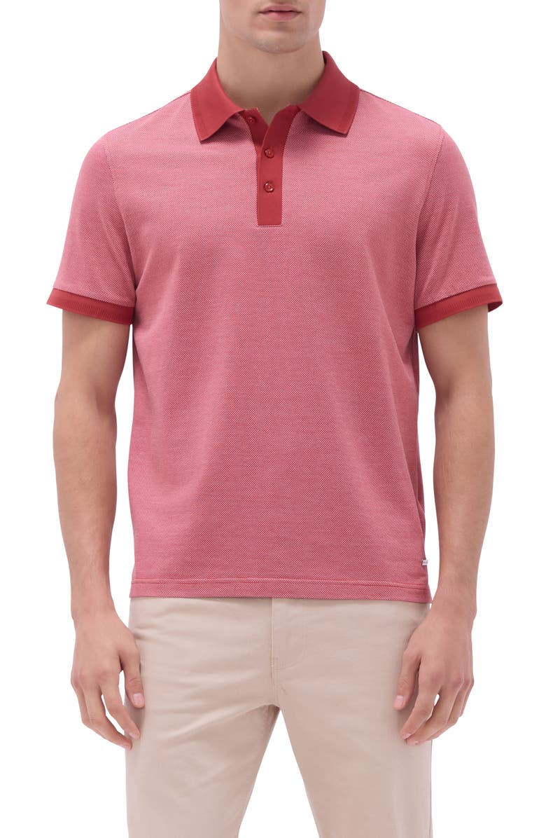 Bugatchi Tipped Cotton Piqué Polo, Main, color, Brick