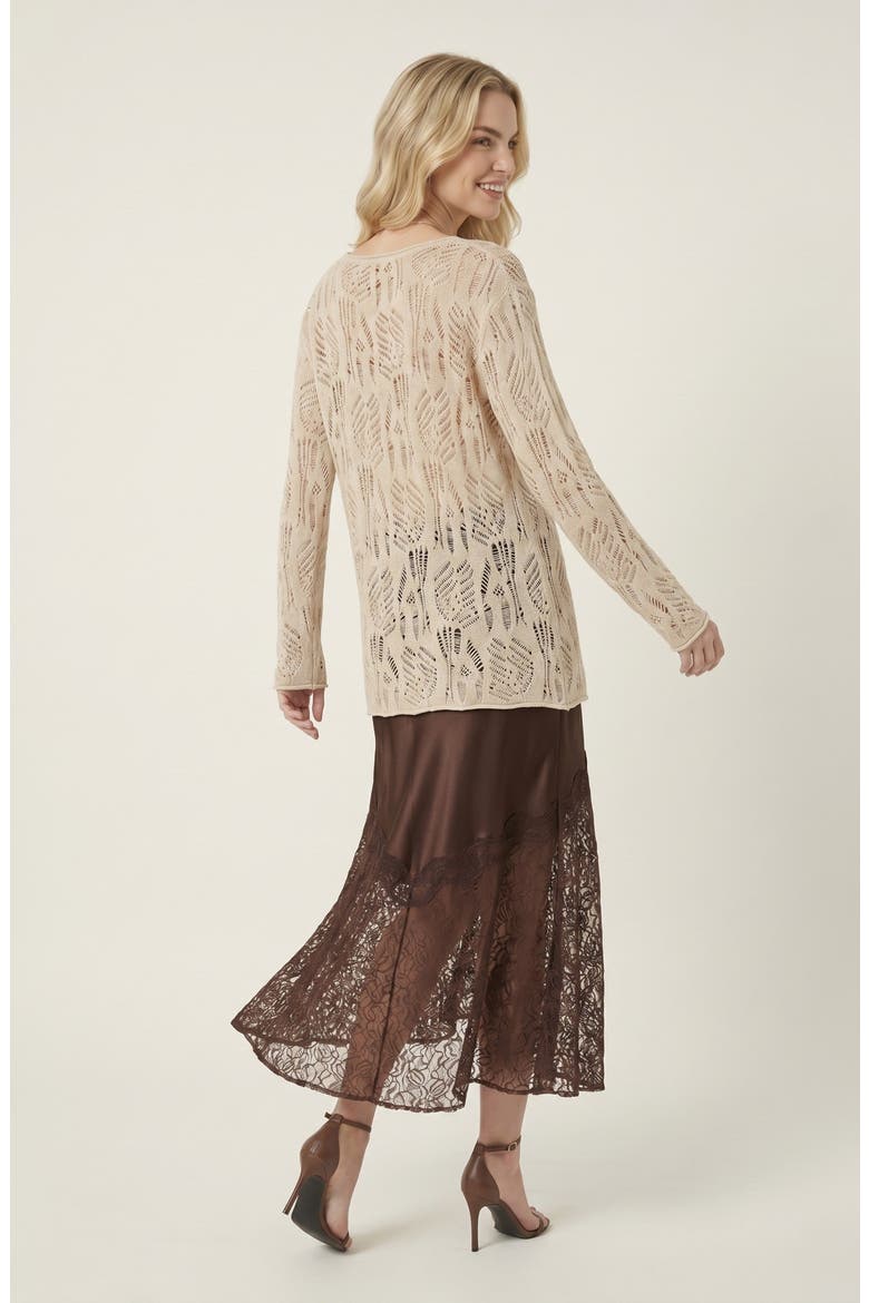 Open Knit Pullover Sweater, Alternate, color, Tan