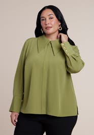 ELOQUII Pointed Collar Button Up Shirt