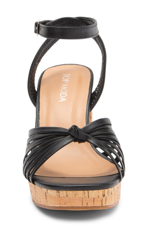 Top Guy Shoes Volos Platform Wedge Sandal In Black Pu