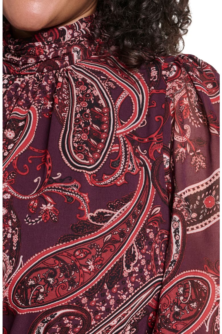 Mock Neck Maxi Dress, Alternate, color, RED BLACK MULTI