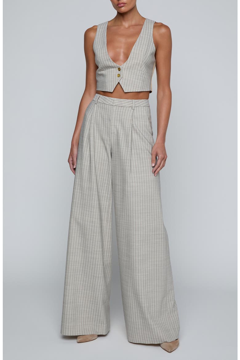 Allanah Pinstripe Wide Leg Pants, Alternate, color, GREY/ TAN PINSTRIPE