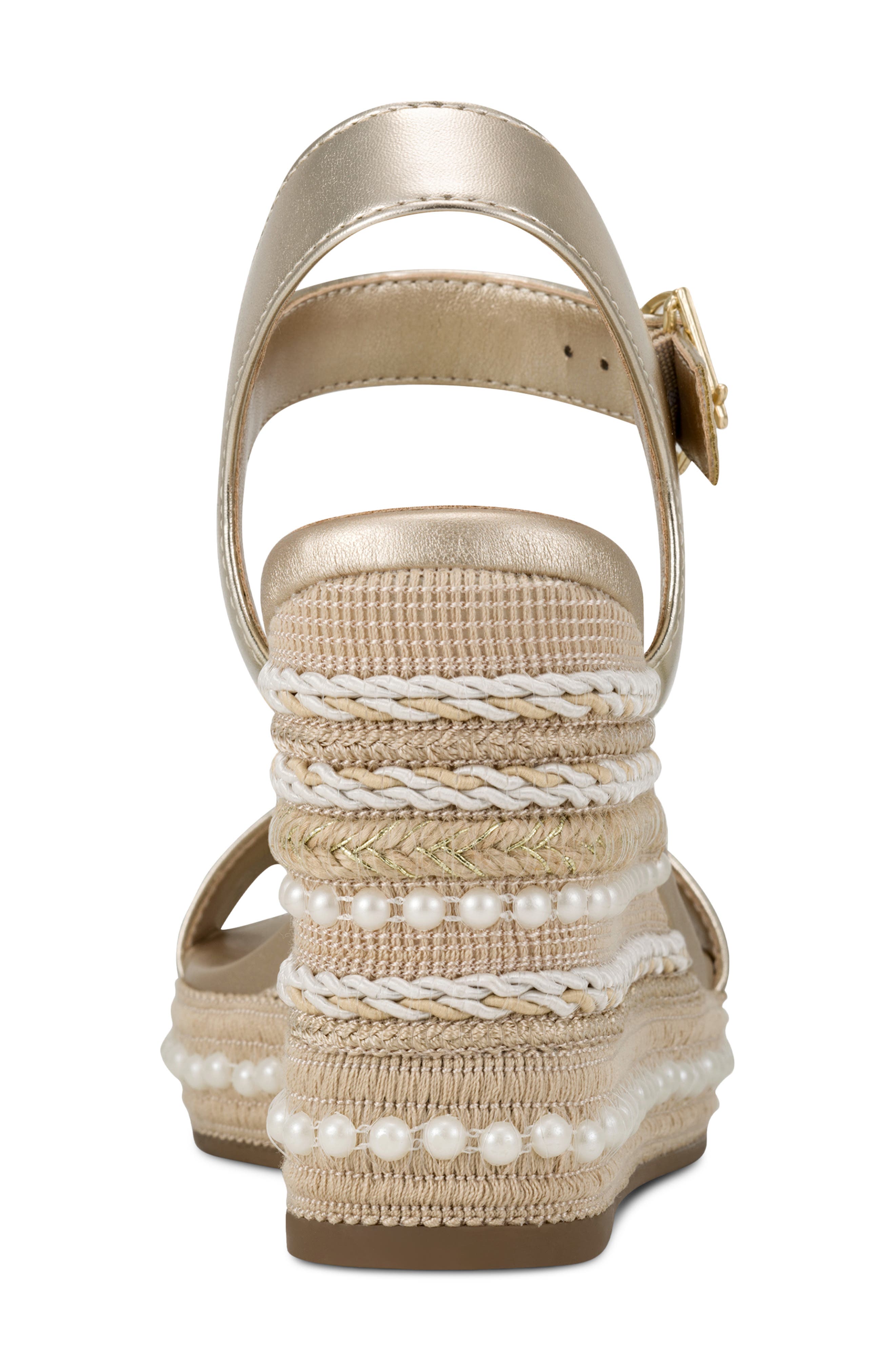 KARL LAGERFELD PARIS Calzona Espadrille Wedge Sandal, Alternate, color, White Gold
