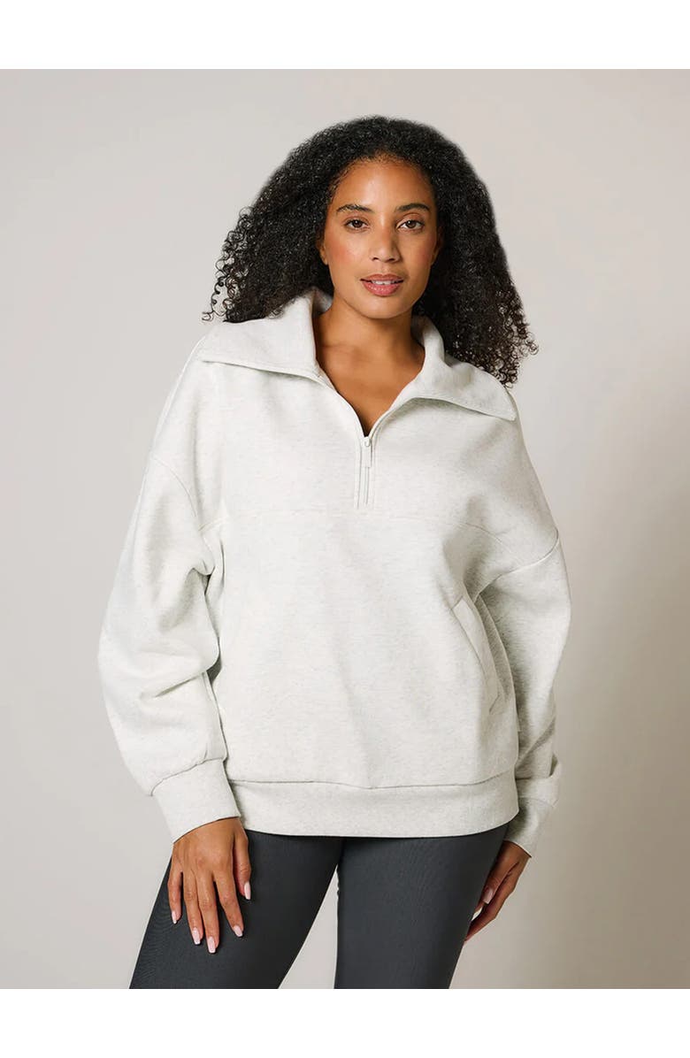 LOVALL ALL SZN Oversized 1/4 Zip Sweatshirt, Main, color, Light Grey Marl