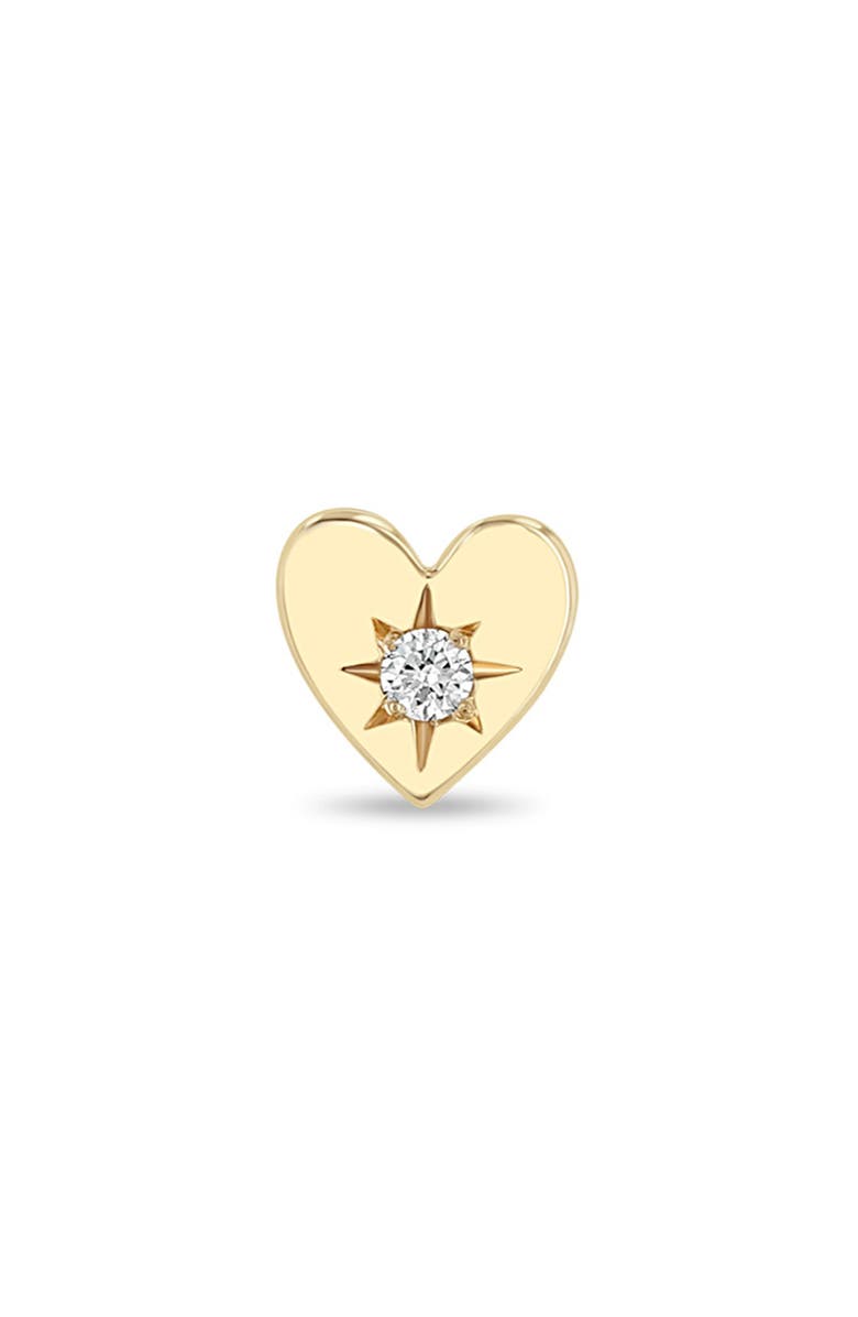 Zoë Chicco Itty Bitty Heart Diamond Stud Earring, Alternate, color, 14K Yellow Gold