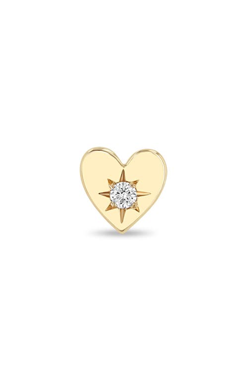 Zoë Chicco Itty Bitty Heart Diamond Stud Earring In Gold