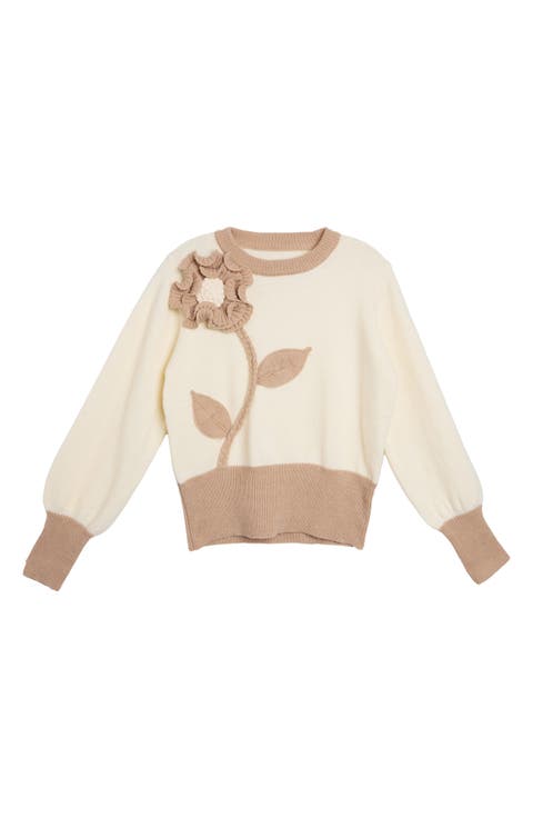 Ruffled Bloom Pullover Sweater