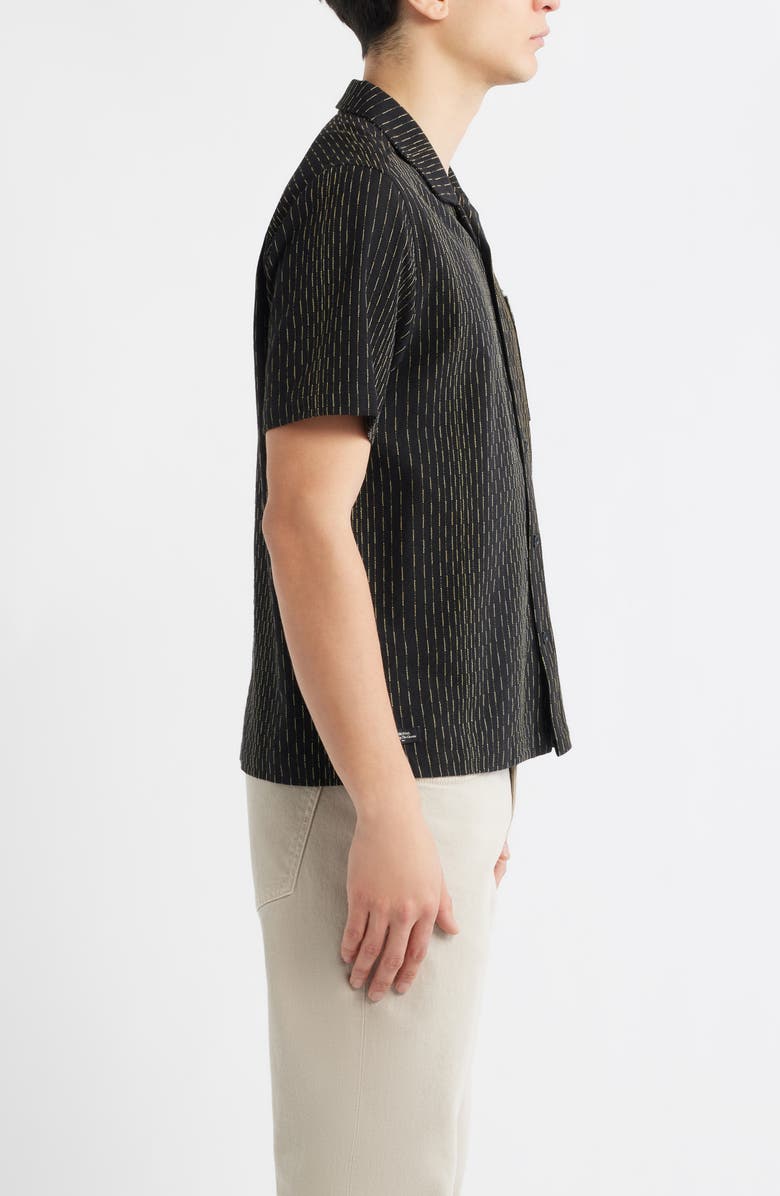 Percival Leland Stripe Camp Shirt, Alternate, color, Black