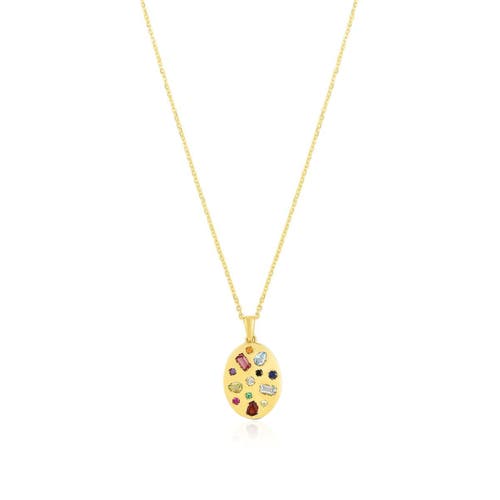 The Lovery Fine Jewelry Oval Rainbow Gemstone Disc Necklace