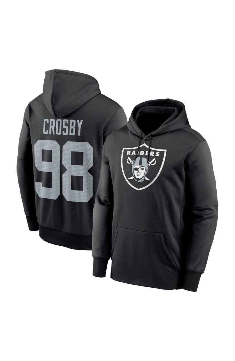 Nike Men's Nike Maxx Crosby Black Las Vegas Raiders Player Name & Number Performance Pullover Hoodie, Main, color, Black