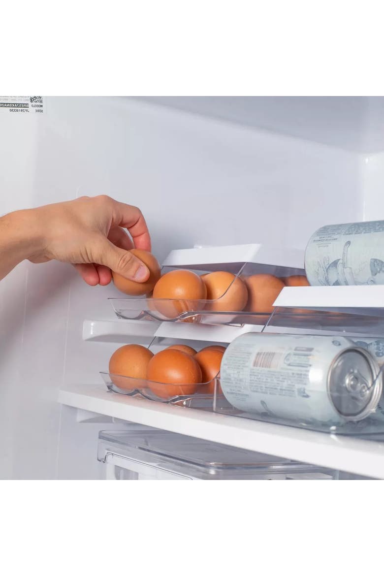 Rolling Clear Stackable Egg Holder Organizer 2-Piece Set, Alternate, color, Clear/White