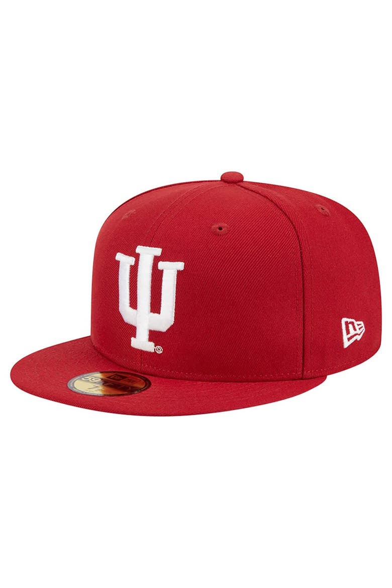 Men's New Era Crimson Indiana Hoosiers 59FIFTY Fitted Hat, Main, color, Crimson
