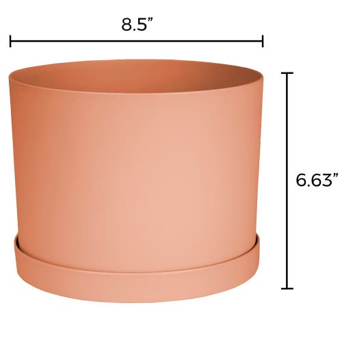 Bloem Mathers 6.5w X 8.5"h Gardening Planter With Saucer Tray, Muted Terra Cotta In Orange